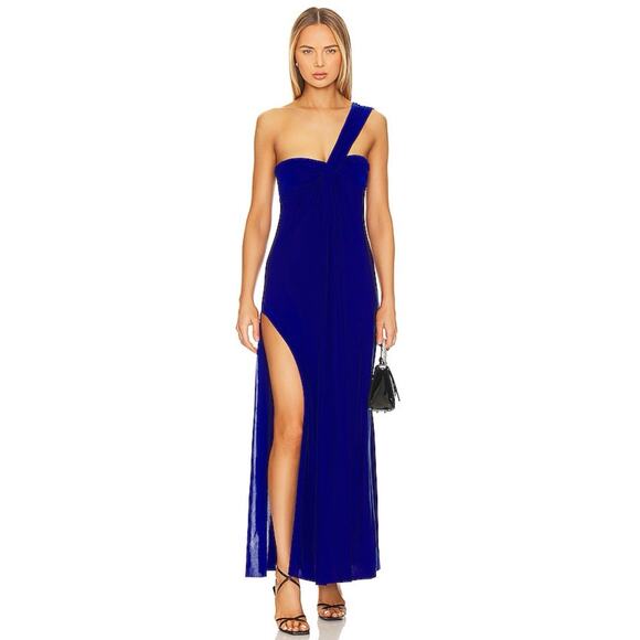 Misa Los Angeles Dresses & Skirts - NWT Misa Los Angeles Womens Knotted Twist Evening Dress One Shoulder Blue Size L